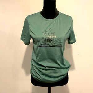 Green book and flower lover tshirt
